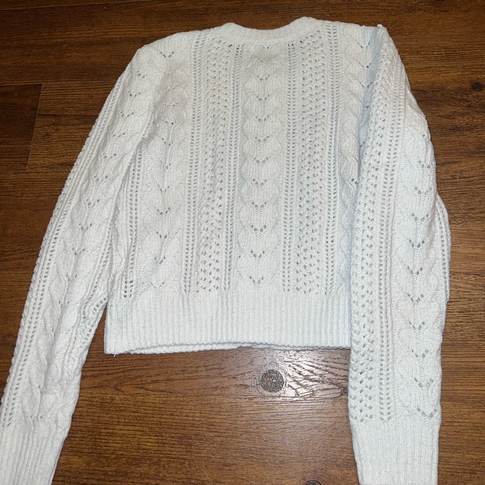 Hollister Y2K Light Blue Cable Knit Cropped Button Cottage Cardigan Size XS - Picture 4 of 10